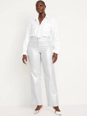 Old Navy High-Waisted Silver Shine OG Loose Jeans 18